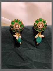 Stone with few Rice pearl Stud Earring in Victorian - VE00179