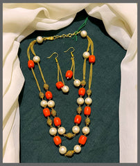 Coral and Cream Beads Haram - PB00304