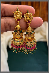 Nakshi Lakshmi Jhumkis Gold Replica - NE00634
