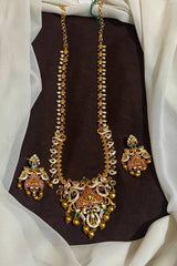 Antique Gheru Polish Mango Haram With Earrings - NH00511