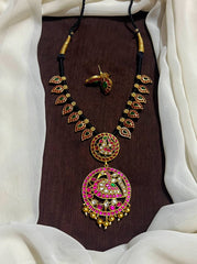 Mango Kempu Dori With Jadau Peacock Pendant- BD00141