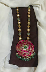 Wide Range Of Beads Haram With Jadau Pendants - PB00613