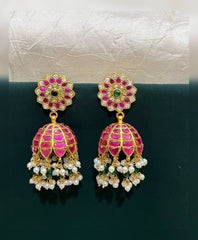 Jadau Guttipusalu Jhumka with Screw Back - KE00113