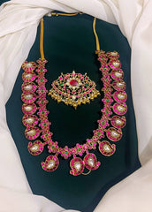 Jadau Mango Long Haram with Detachable Pendant - KH00100