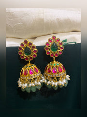 Dew Drop with Rice pearl in Kundan Earring - KE00152