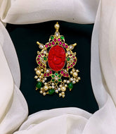 Coral Lord Ganesh pendent in Kundan - KP0066