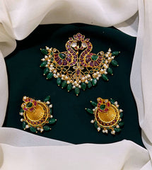 Peacock pendent with Earring in Nakshi - NP0033