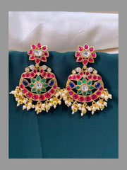 Beautiful Multi flower Earring In Kundan - KE00167