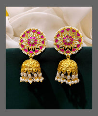 Beautiful Rice Pearl Jimika in Kundan - KE00217