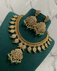 Double Sided Kempu jilebi Mango Necklace With Earrings - NN00164