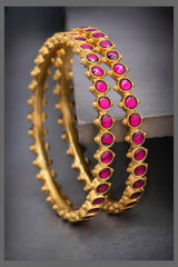 Ruby Kundan Bangles - BG00132