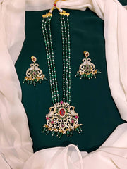 Emerald Pearl With Peacock Pendent - PB00112