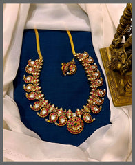 Jadau Mango Necklace With Screw Back Studs - KN00471