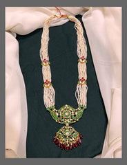 White Pearl Haram with Emerald Pendent - PB00259