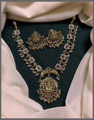 Antique Lakshmi Necklace In White Polish - NN00630