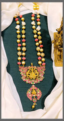 Multicolor Pearl Haram With Lakshmi Kundan Pendant - PB00436