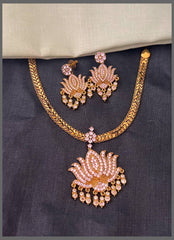 Lotus Necklace with Antique victorian Polish - NN0051