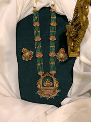 Emerald Lakshmi Jadau Haram With Jhumkis - PB0056