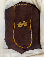 Antique Cute Simple Necklace With Colored Beads and Earring - NN00975
