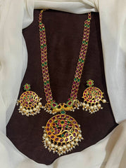 Multi Stones in Gold Polish 2 line Rani Haram - NH00506