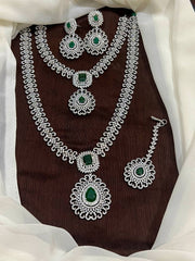 Daimond Bridal Set with Silver Color Polish With Earrings - BR0065