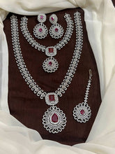 Daimond Bridal Set with Silver Color Polish With Earrings - BR0065