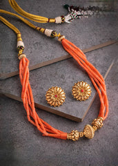 Coral Beads in Naskhi Necklace - NN00126