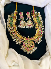 Peacock flower Haram in Jadau Kundan with Pendent - KH00113