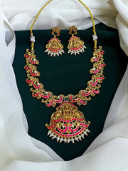 Choral Peacock Choker with Lakshmi Pendent Jadau Kundan- KN0065