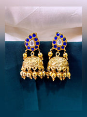 Mango in blue stone Jimikki in Kundan - KE00157