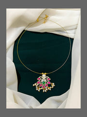 Ruby Emerald Pendant Invisible chain - KN00165