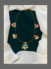 Turkish Blue and Ruby Necklace in Kundan - KN00245