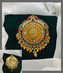 Nakshi Pendant With Jadau Stones - KP0044
