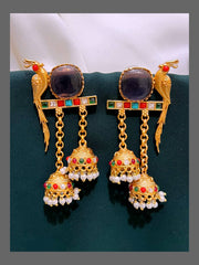 Beautiful Peacock Hugging With Small Jhumki In Victorian - VE00124