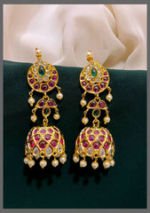 Stone Jhumki In Nakshi - NE00373