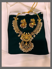 Ruby Flower Necklace With White Pearl - NN00307