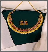 Small Lakshmi Kasu Necklace In Nakshi - NN00488