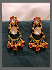 Beautiful Flower with Hanging Earring in Kundan - KE00498