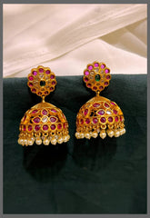 Kempu Jhumki In Nakshi - NE00558