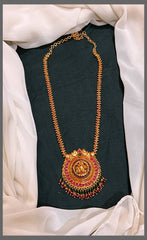 Lakshmi Pendent Ruby Haram in Nakshi - NH00288