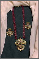 5 Layer Marron Pearl with Peacock Pendant - PB00385