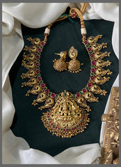 Beautiful Multicolor Peacock and Lakshmi Necklace - NN00722
