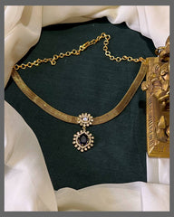 Beautiful White Stone Victorian Pendant in Nakshi Necklace - NN00740