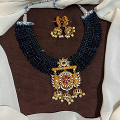 Crystal Beads Hand Made Neckalce With Nakshi Pendant - PB00599