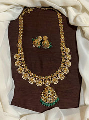 Beautiful Lakshmi Long Gold Replica Haram With U Pattern - NH00142