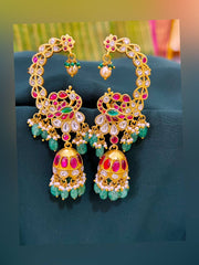 Peacock Earcuff Jadau With Jhumki - KE00117