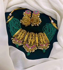 Lord Krishna necklace in Jadav Kundan with Jhumka- KN00133