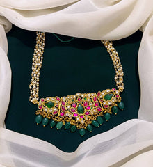 Beautiful Antique finish Choker with pearls in Jadav - KN00143