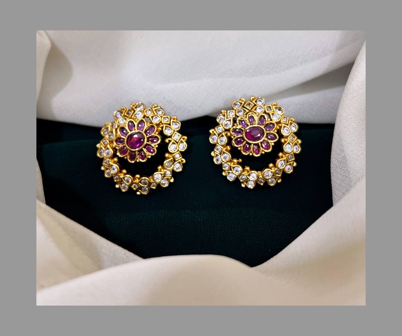 Ruby Traditional earring in Nakshi NE0148 - Main Image