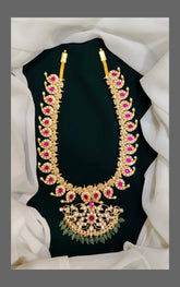 White pink Jadau Mango Haram with detachable pendant - KH00146